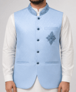 Men’s Premium Ivory Gold Jacquard Embroidered Traditional Waistcoat - Image 2