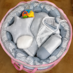 Newborn Baby Premium Carry Nest & Bedding Gift Set with Hanging Toys - Image 2