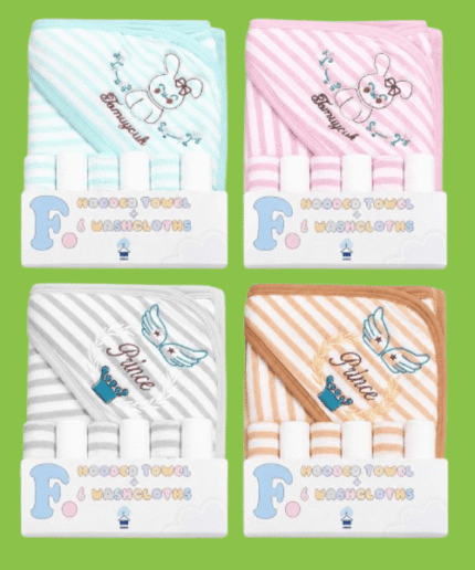 Newborn-Baby-Premium-Hooded-Towel-Washcloth-Set-–-Soft-Embroidered-6-Piece-Collection