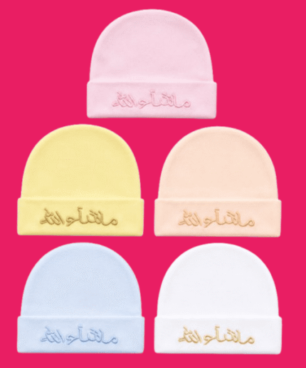 Newborn-Baby-Soft-Cotton-Cap-with-Embroidered-Mashallah-–-Multi-Color