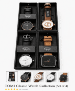 TOMI Men’s Square Black Dial Brown Leather Strap Watch - Image 3