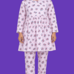 Teen Girls Navy Blue Floral-Print 2-Piece Tunic & Trouser Suit