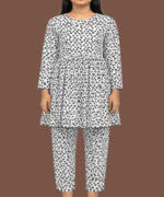 Teen Girls Navy Blue Floral-Print 2-Piece Tunic & Trouser Suit - Image 2