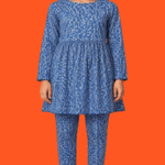 Teen Girls Navy Blue Floral-Print 2-Piece Tunic & Trouser Suit (4)