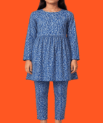 Teen Girls Navy Blue Floral-Print 2-Piece Tunic & Trouser Suit (4)