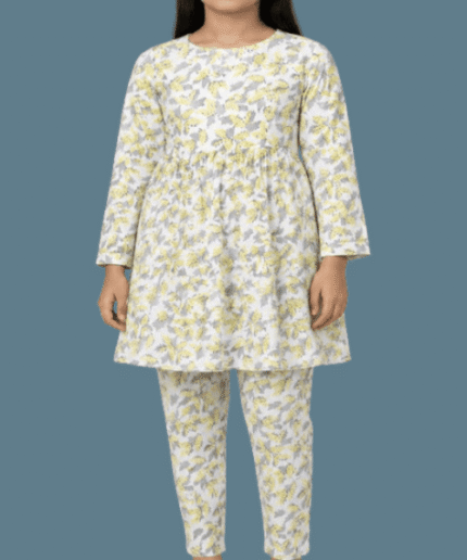 Teen Girls Navy Blue Floral-Print 2-Piece Tunic & Trouser Suit
