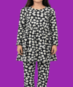Teen Girls Navy Blue Floral-Print 2-Piece Tunic & Trouser Suit (5)
