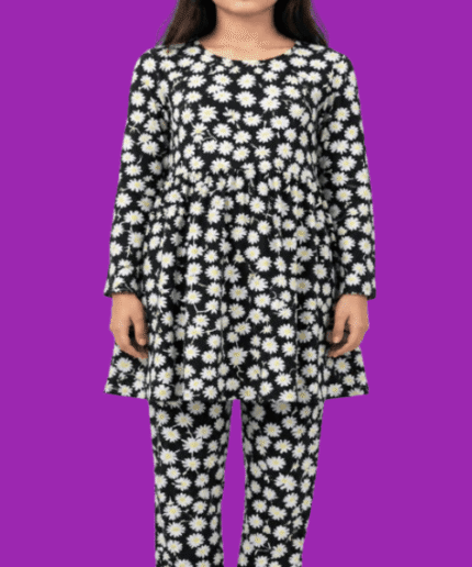 Teen Girls Navy Blue Floral-Print 2-Piece Tunic & Trouser Suit (5)