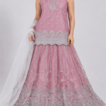 Women’s Dusty Pink & Silver Heavy Embroidered 3-Piece Lehenga Suit with Dupatta