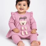 Baby Girls Grey Waffle Teddy Tunic & Leggings Set 6 to 12 Months