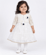 Baby Girls White Embroidered Net Frock with Bolero 1 to 3 Years