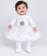 Baby Girls White Sequin Frock Party Dress (2)