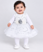 Baby Girls White Sequin Frock Party Dress (2)