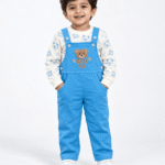 Boys Dungaree Set with Printed Shirt 1 to 3 Years