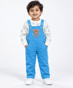 Boys Dungaree Set with Printed Shirt 1 to 3 Years