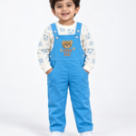 Boys Dungaree Set with Printed Shirt – 1 to 3 Years