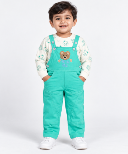 Boys Dungaree Set with Printed Shirt – 1 to 3 Years (2)