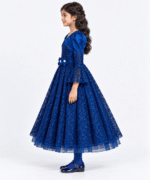 Girls Royal Blue Sequin Lace Party Gown with Matching Tights – 7 to 12 Years - Image 5