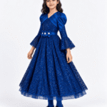 Girls Royal Blue Sequin Lace Party Gown with Matching Tights – 7 to 12 Years (2)