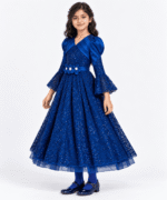 Girls Royal Blue Sequin Lace Party Gown with Matching Tights – 7 to 12 Years (2)