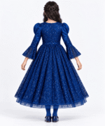 Girls Royal Blue Sequin Lace Party Gown with Matching Tights – 7 to 12 Years - Image 3