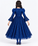 Girls Royal Blue Sequin Lace Party Gown with Matching Tights – 7 to 12 Years - Image 4