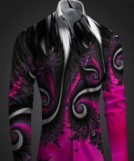 Men Premium Baroque Print Dress Shirt – Luxury Formal & Party Wear (4)