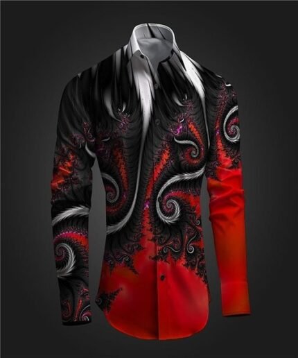 Men Premium Baroque Print Dress Shirt – Luxury Formal & Party Wear