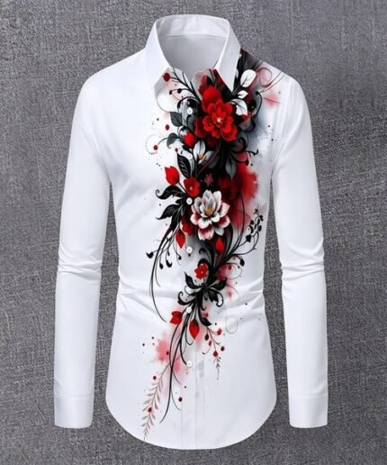 Men Premium Baroque Print Dress Shirt – Luxury Formal & Party Wear