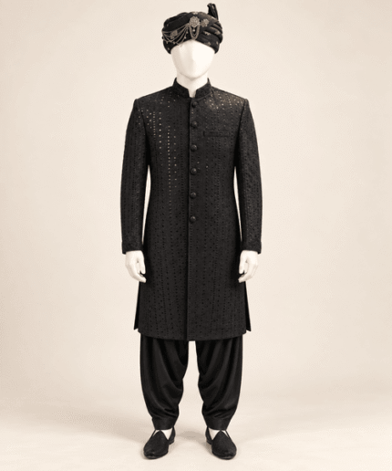 Men’s Black Embroidered Sherwani