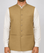 Men’s Premium Golden Brown Textured Traditional Long Waistcoat