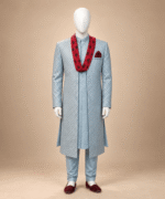 Men’s Premium Sky Blue Embroidered Front-Open Gown – Luxury Wedding & Ceremony Wear (2)