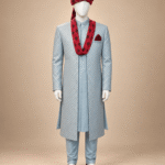 Men’s Premium Sky Blue Embroidered Front-Open Gown – Luxury Wedding & Ceremony Wear (3)