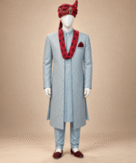 Men’s Premium Sky Blue Embroidered Front-Open Gown – Luxury Wedding & Ceremony Wear (3)