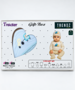 Newborn Baby Aqua Striped Teddy & Bunny Cotton Gift Set with Cap, Bib and Mittens - Image 3